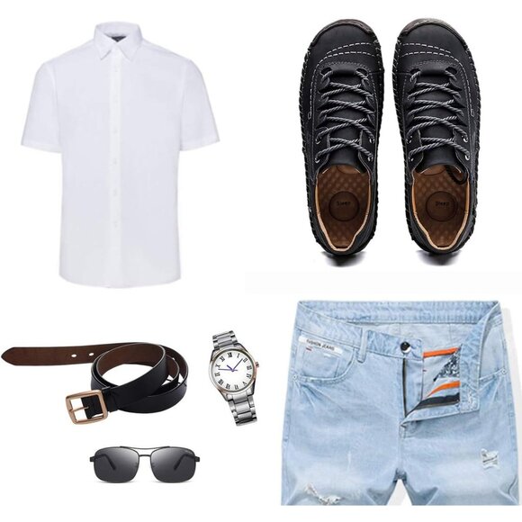 Alcubieree Men Black Leather Casual Fashion Loafer Driving Rubber Sole Sneakers - Picture 7 of 7